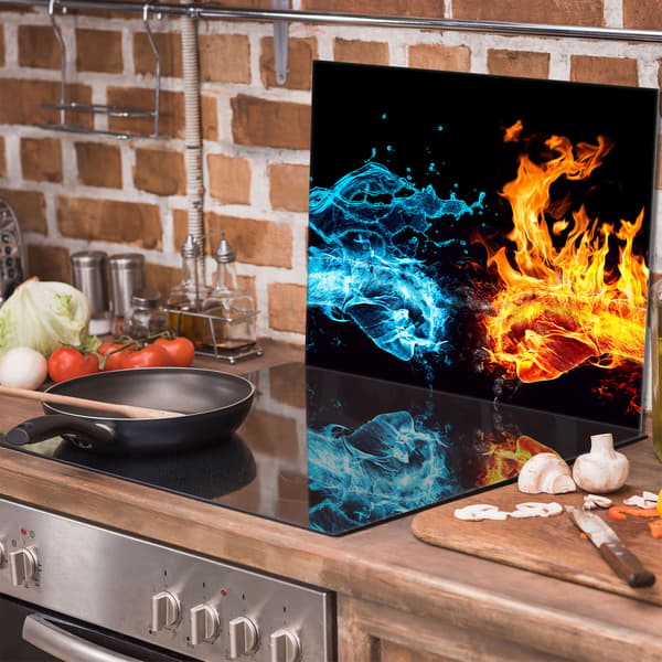 Lasinen suojalevy liedelle 60x52 Fire