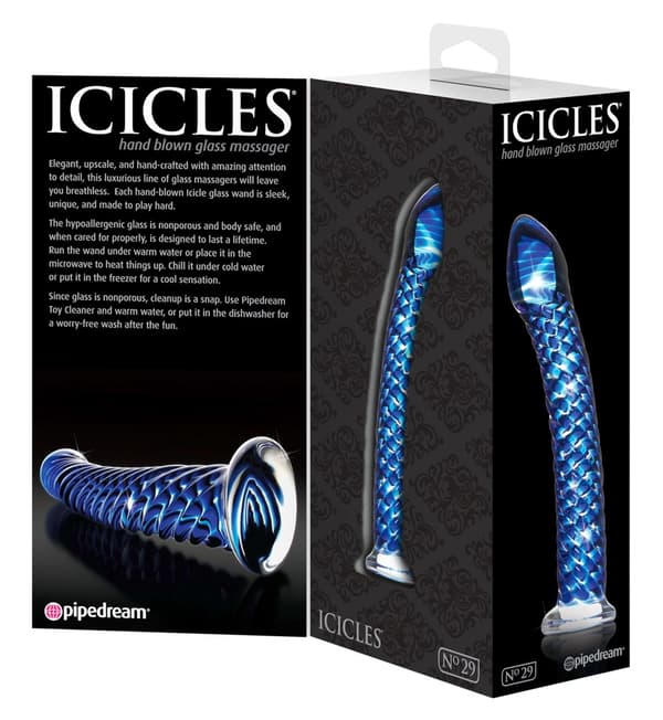 Icicles Exklusiv Böjd Glasdildo