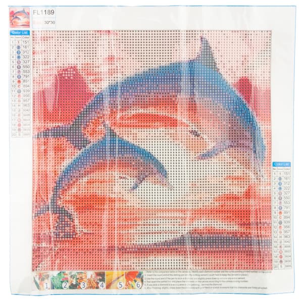 TG64203-7 TIMANTTIKIRJONTA 3D-TIMANTTIMAALAUS DELFIINIT