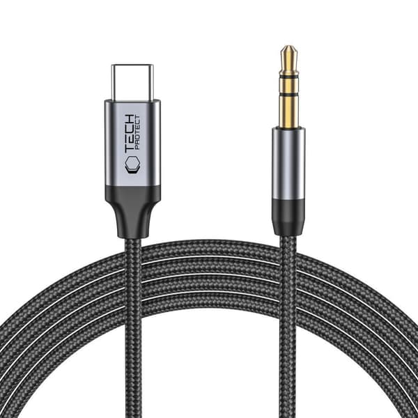 Lydkabel USB-C - mini-jack 3,5 mm 1 m - sort