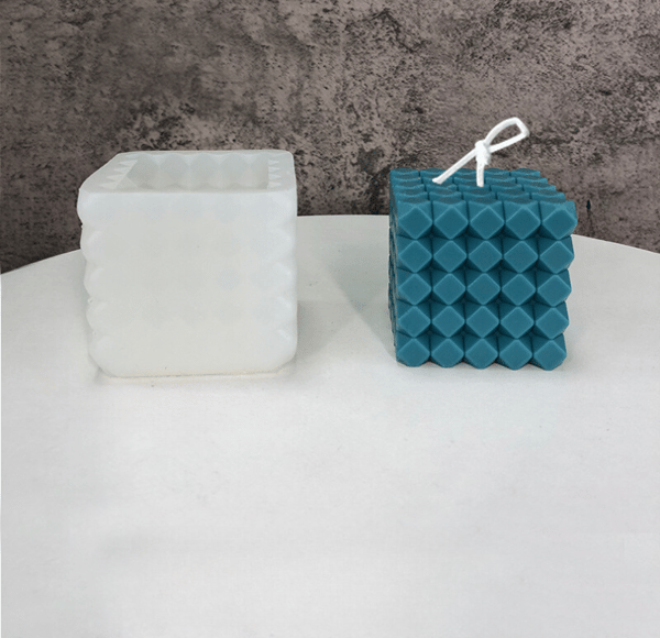 Silikone lysform, rombeformet terning, 70x70x65 mm
