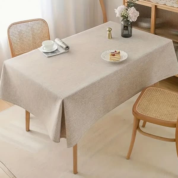 Beige lin duk för bord 140x150cm elegant boho