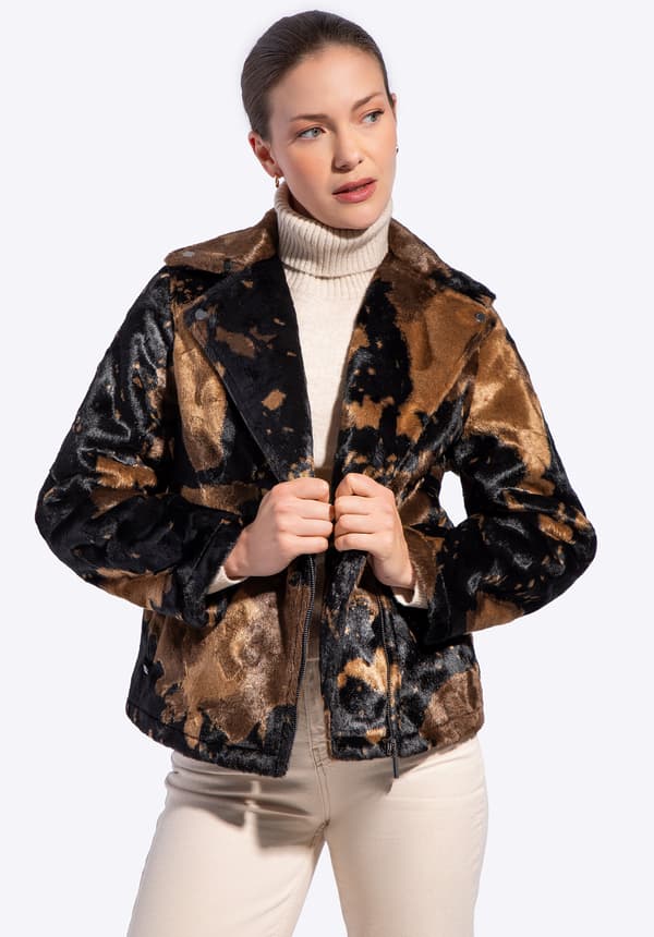 Wittchen Damejakke med Cow Patch, Sort og Brun, Sort og Brun, Modacryl