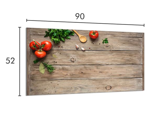 Skyddsplåt för spis i glas 90x52 trä