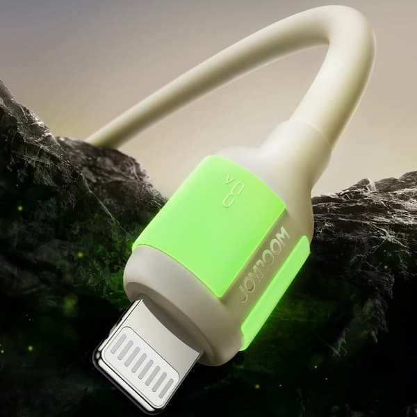 USB-A - iPhone Lightning-kabel med fluorescerande spets 3A 2m - Beige