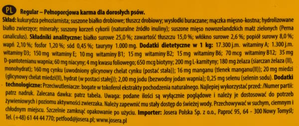 Josera JosiDog Regular Tørfoder til Hunde 15 kg