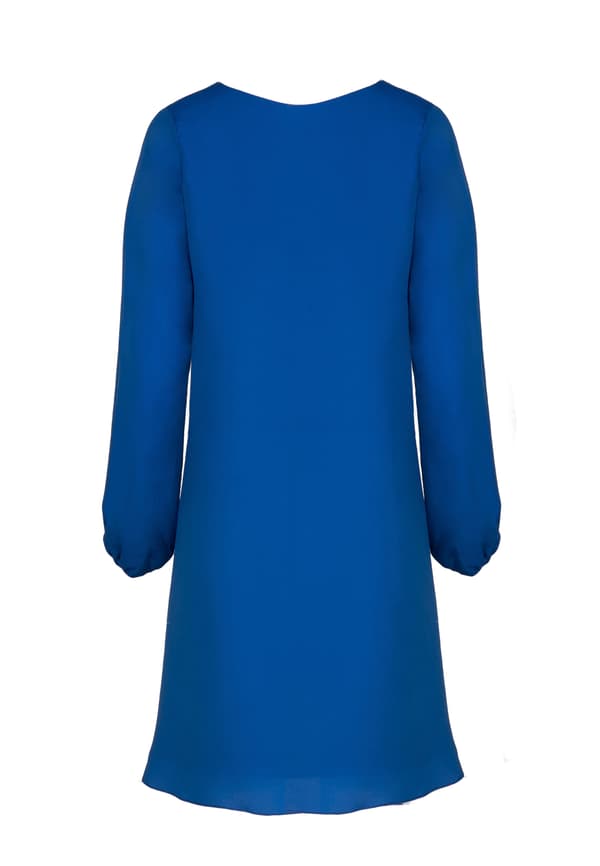 Blå oversized klänning med V-ringning - lös klänning storlek S/M