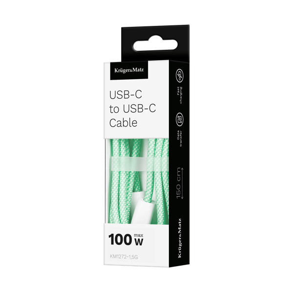 Kruger og Matz Basic USB-C-kabel grønt 100 W 1,5 m