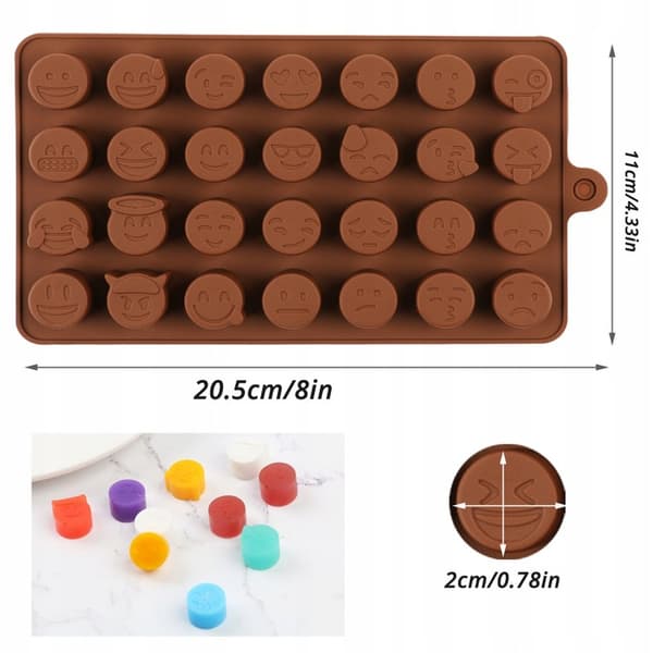 Silikoneform til chokolade, is og gelébønner - emoticons
