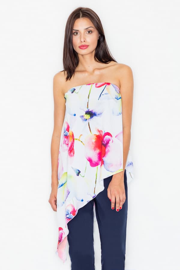 Asymmetrisk blomstret jumpsuit marineblå størrelse M