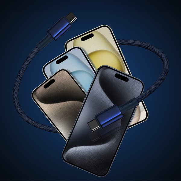 Volframguld USB-C-kabel - USB-C 100W 2m - Marinblå