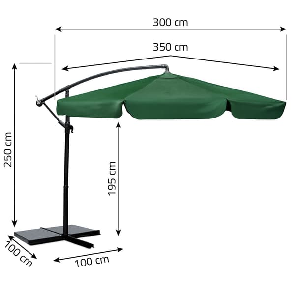 Hopfällbart trädgårdsparasoll, 8 segment, 350 cm, med lock, Plonos PL-881