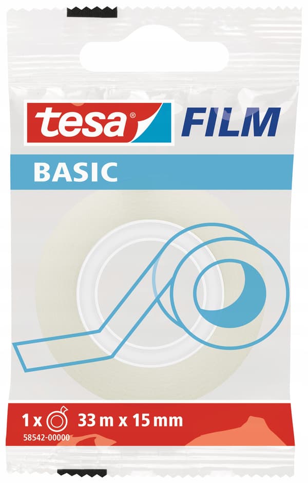 Tesa BASIC självhäftande skoltejp för kontorsbruk 33m x 15mm
