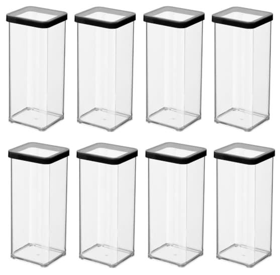 Firkantet godbidsbeholder 8x1,5L LOFT sort