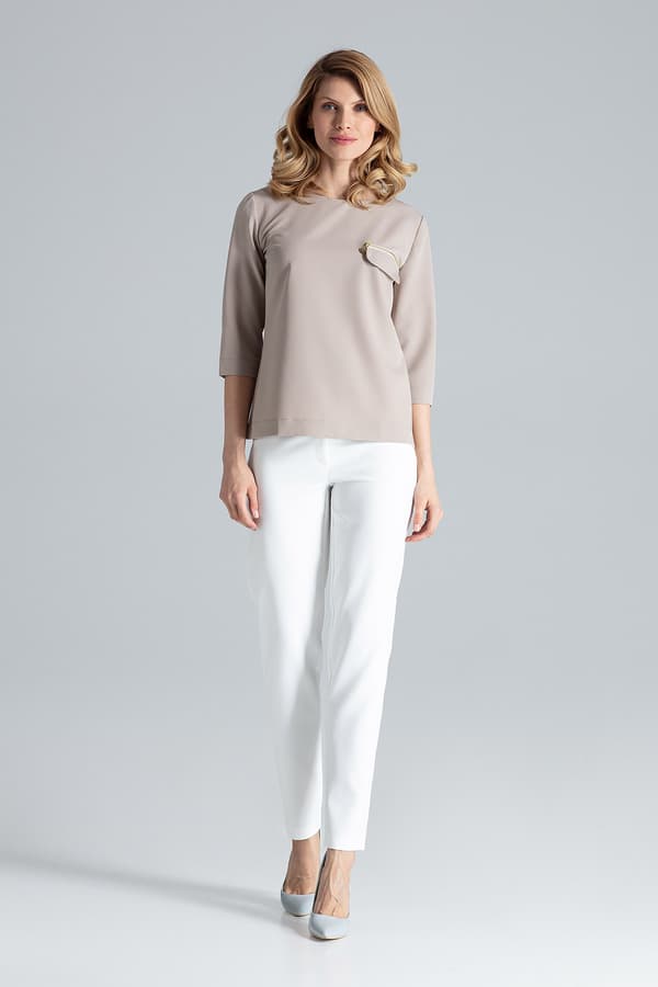 Elegant rosa bluse - beige formel bluse M393 størrelse M