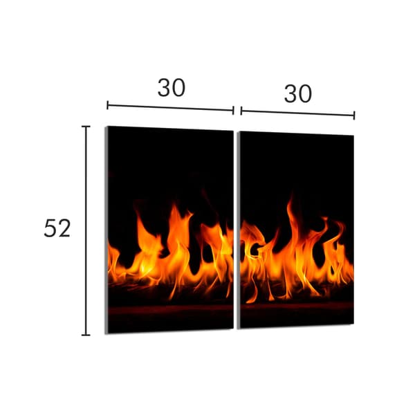 Lasinen suojalevy liedelle 2x30x52 Fire