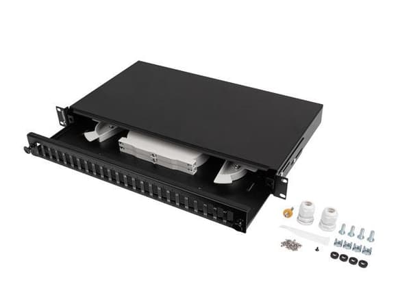 Lanberg 24xSC Duplex / 24xLC Quad rack 19" 1U fiberoptisk patchpanel Sort + tilbehør