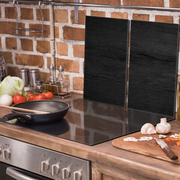 Glasbeskyttelsesplade til komfur 2x30x52 Sort
