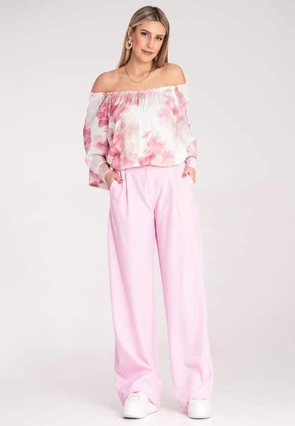 Vida eleganta högmidjade byxor rosa S/M