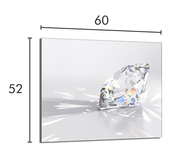 Lasinen suojalevy liedelle 60x52 Diamond