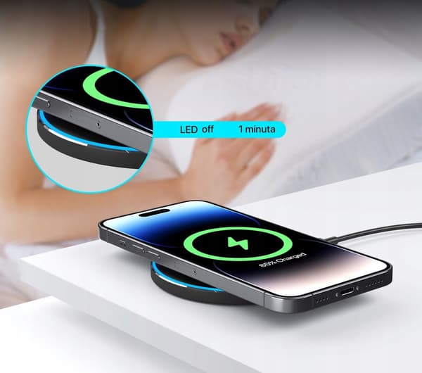 KOANNI 20W LED trådløs QI-induktionslader + 1M USB-C-kabel