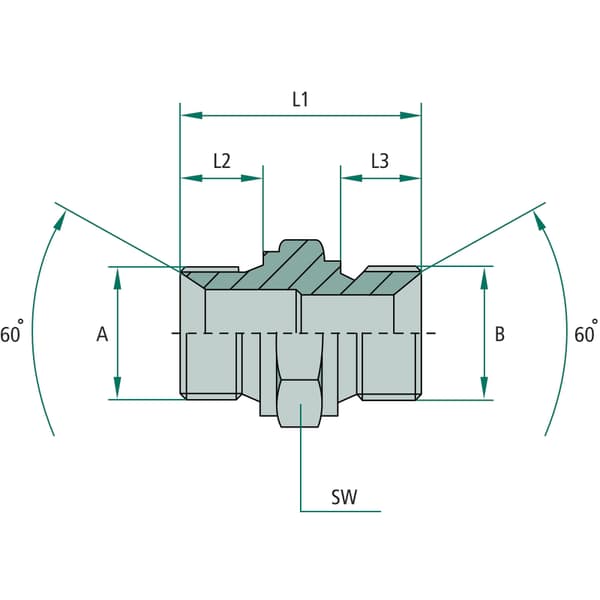 Suora hydrauliikkaliitin GA G5/8" M22x1.5 43mm