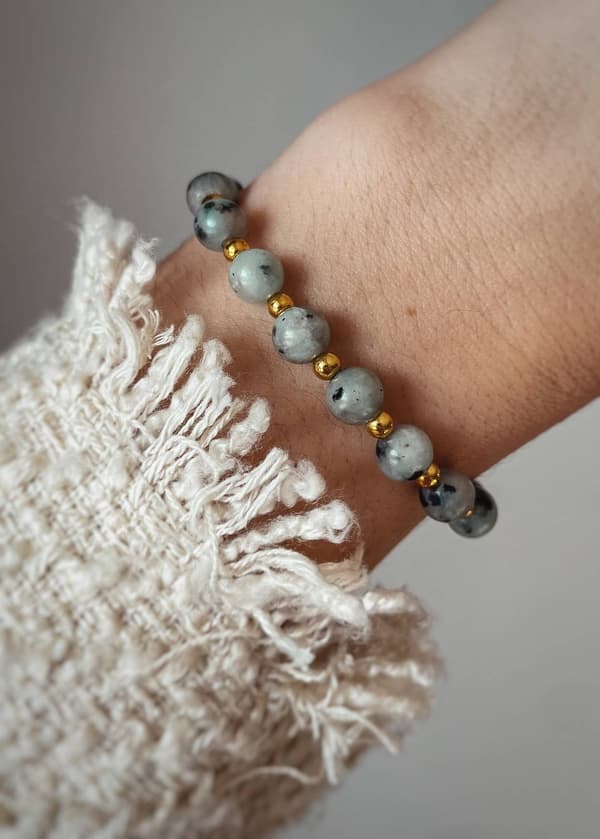 Blå kvarts elastisk armbånd