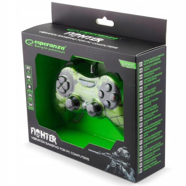 Gamepad PC USB Esperanza "Fighter" vihreä