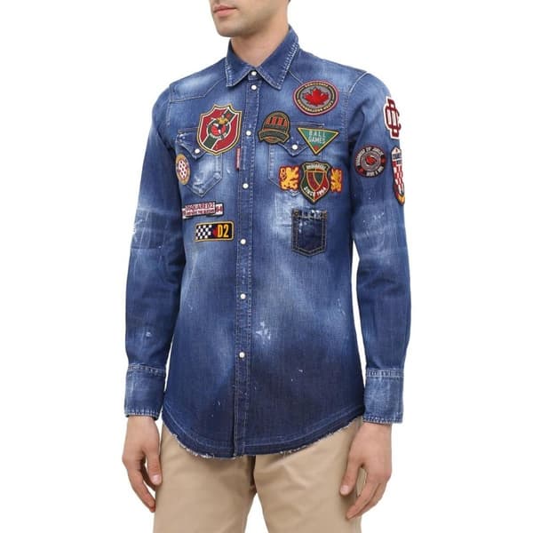 DSQUARED2 effektiv herreskjorte-effekt denimskjorte -50 - Størrelse: IT50