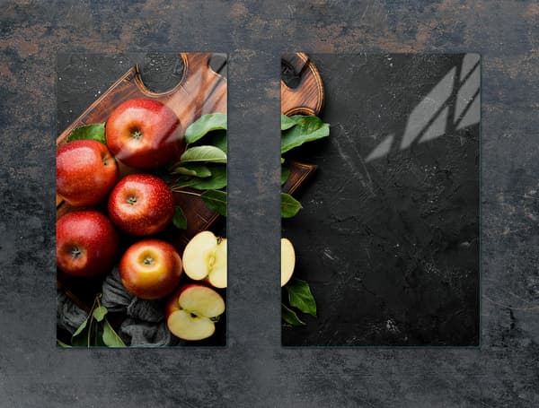 GLASBESKYTTELSESPLADE TIL KØKKEN 65x52 APPLE