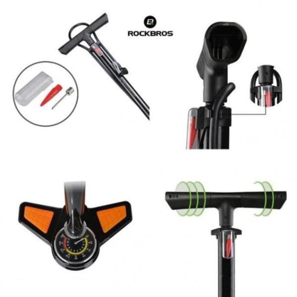ROCKBROS stor cykelpump med tryckmätare (GP6532B)