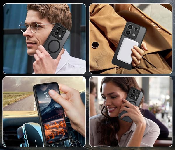 MAGSAFE SORT MATET ETUI TIL XIAOMI REDMI NOTE 13 PRO 5G + 2x GLAS