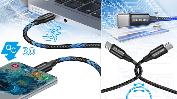 Nylon laddkabel USB-C/USB-C för Samsung