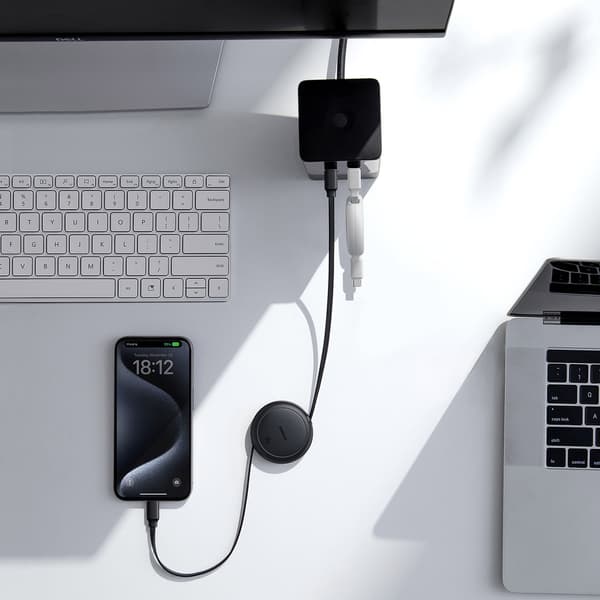 USB-C Free2Pull 60W 1m udtrækkeligt kabel - hvid