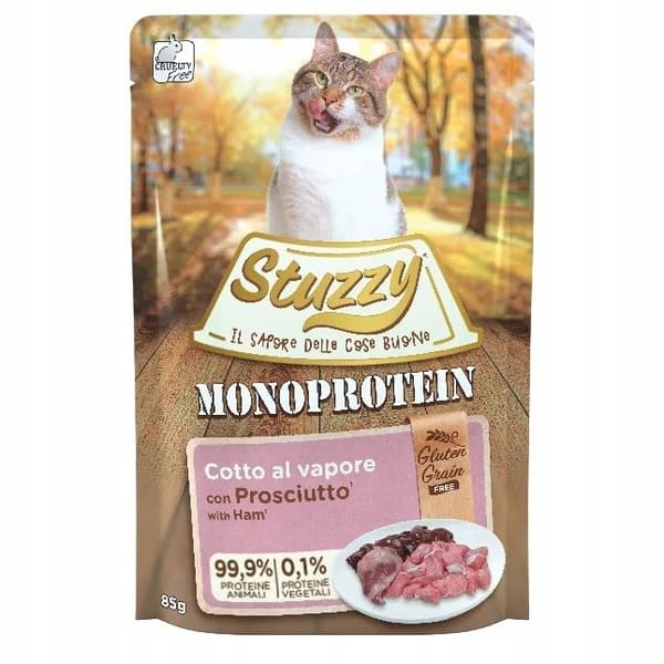 Vådfoder til katte STUZZY Monoprotein Skinke SVINEKØD 16x85g