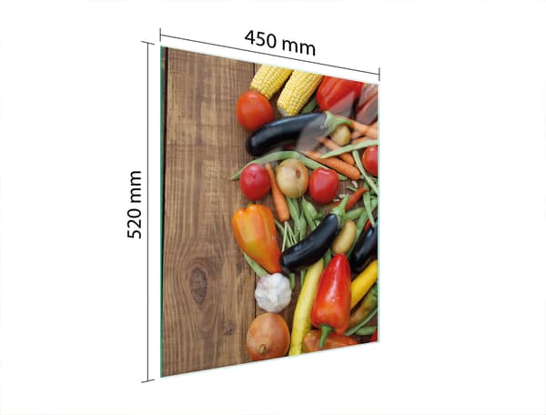 GLAS SKÆREBRÆT 45x52 GRØNTSAGER