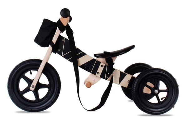 Träbalanscykel för 2-åringar 2-i-1 Twist Plus - Samoa Black Edition