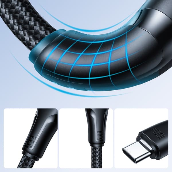 USB-C 60W Punottu Kaapeli 0.25m - Musta
