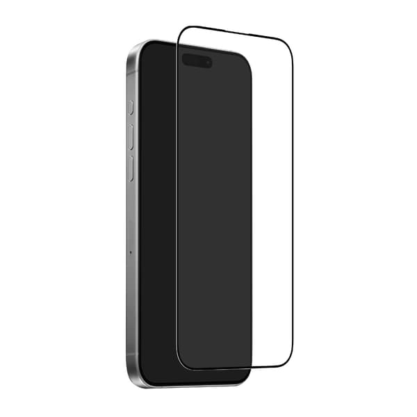 Hærdet glas til iPhone 17 Pro Max med applikator og sort Puro Frame