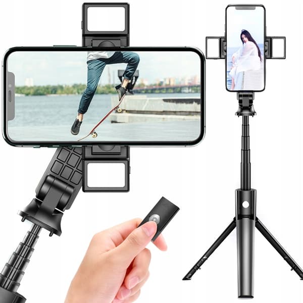Selfie-stick med Bluetooth-fjärkontroll och LED