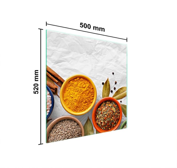 GLASBESKYTTELSESPLADE TIL KOMFUR 50x52 KRYDDERIER
