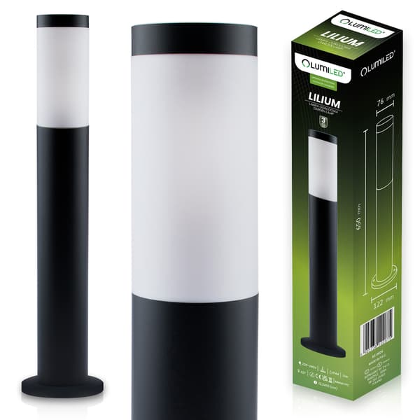 Udendørs have lampe E27 sort stolpe 65cm Lilium LUMILED