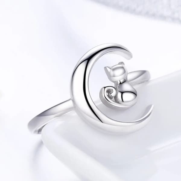 Silverring Justerbar Månkattring 925 Silver Trusky