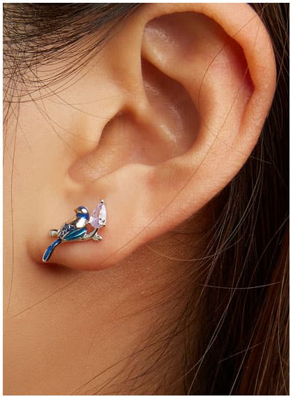 Pendientes de pájaro de plata Pendientes de plata 925