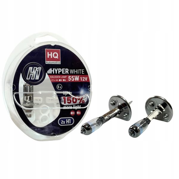 H1 Bilglödlampor 12V 55W Hyper White +150% Set 2 st