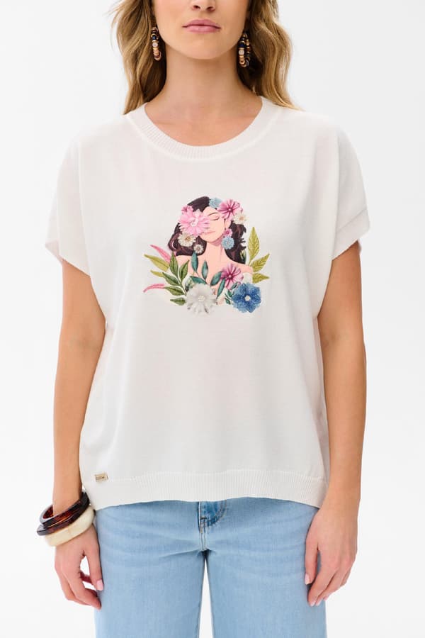 Damebluse Garden Ecru 36/38
