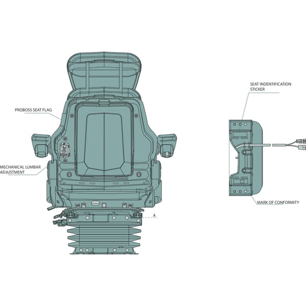 Förarsäte för 12V-traktor, bredd 510 mm, probosstyg AS3510