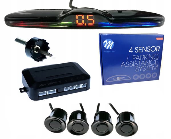 Parkeringsensorer 4x display sort