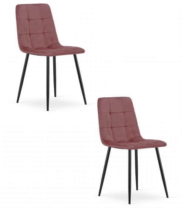 KARA stol - pink velour / sorte ben x 2