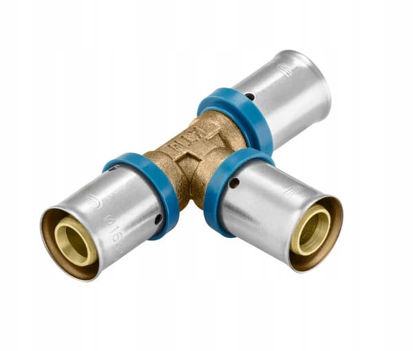 PEX T-stykke 25x20x25 Reducerende klemt presset Alupex-forbindelse